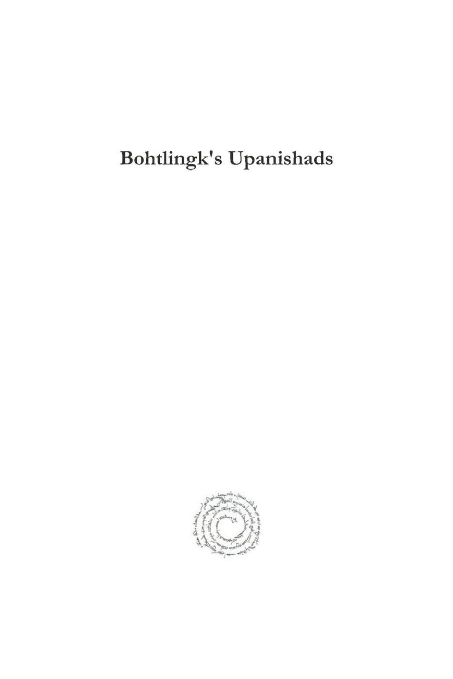 Bohtlingk's Upanishads by William Dwight Whitney