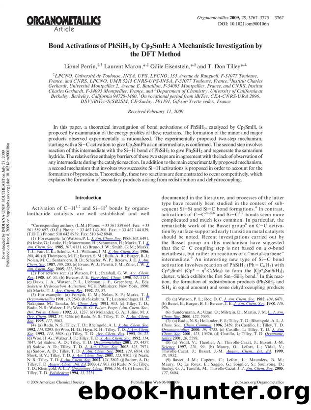 Bond Activations of PhSiH3 by Cp2SmH: A Mechanistic Investigation by the DFT Method by Lionel Perrin‡† Laurent Maron*‡ Odile Eisenstein*§ & T. Don Tilley*⊥