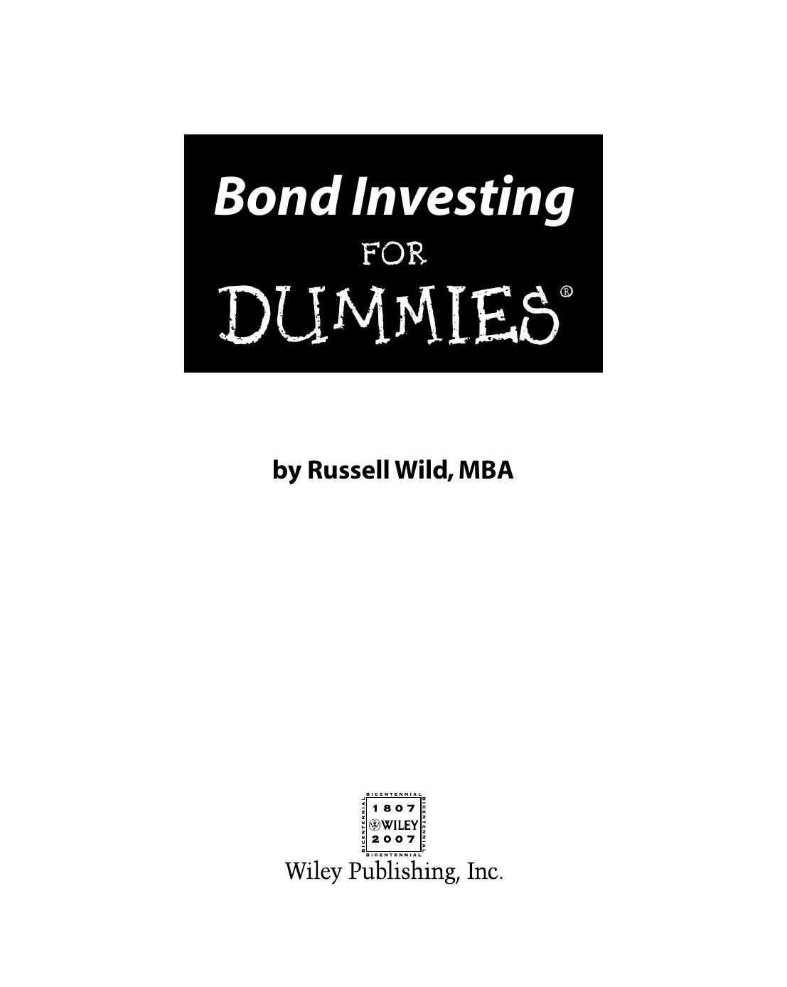 Bond Investing For Dummies by Unknown