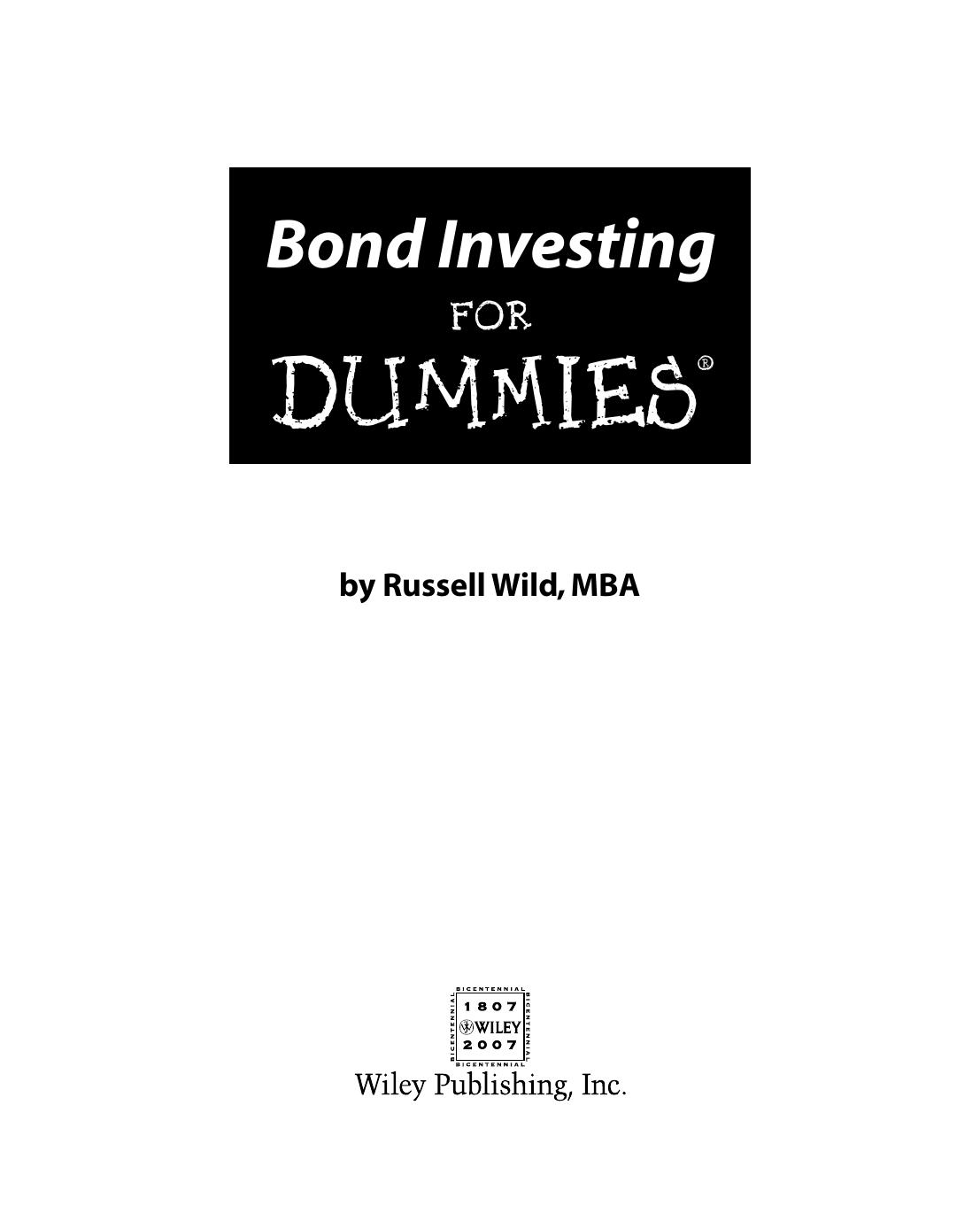 Bond Investing for DUMmIES by Unknown