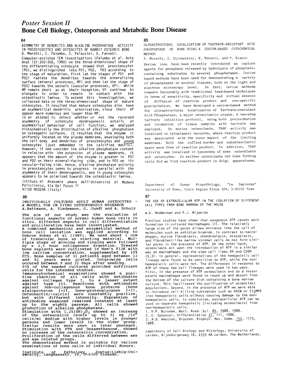 Bone cell biology, osteoporosis and metabolic bone disease by Unknown