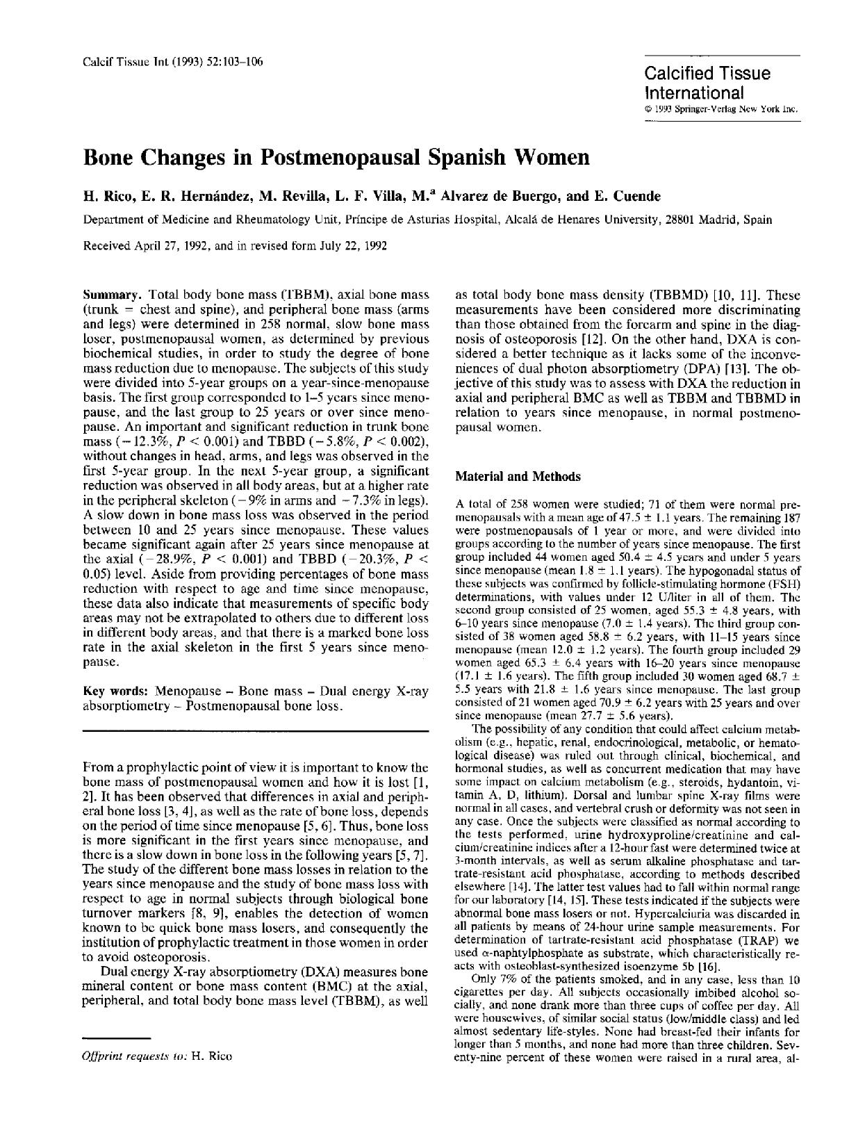 Bone changes in postmenopausal Spanish women by Unknown