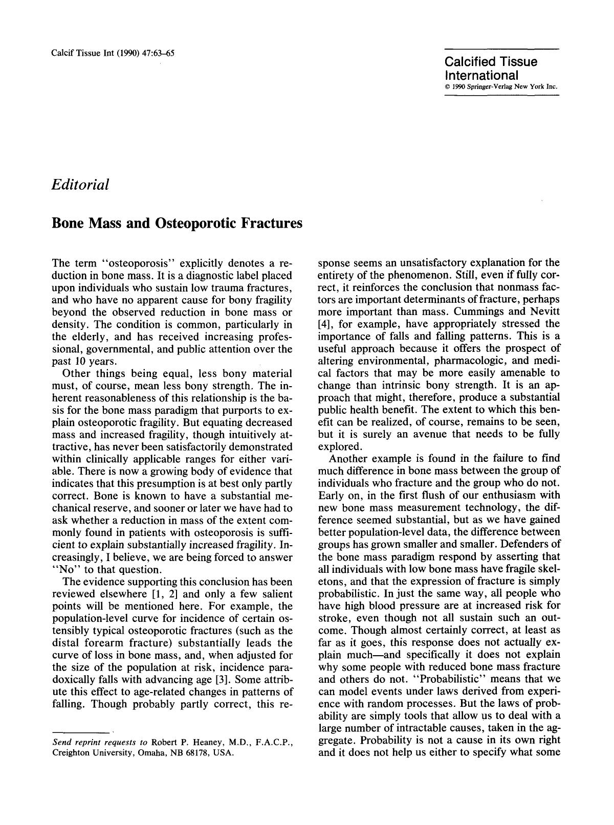Bone mass and osteoporotic fractures by Unknown