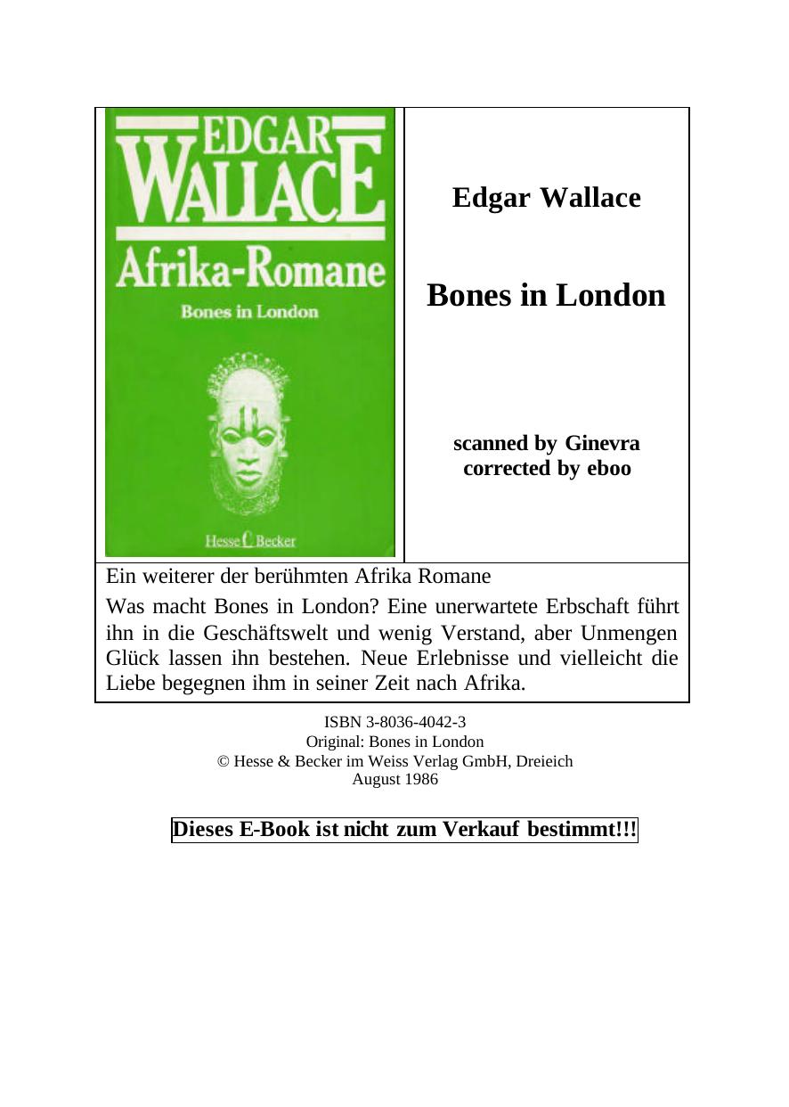 Bones in London by Edgar Wallace