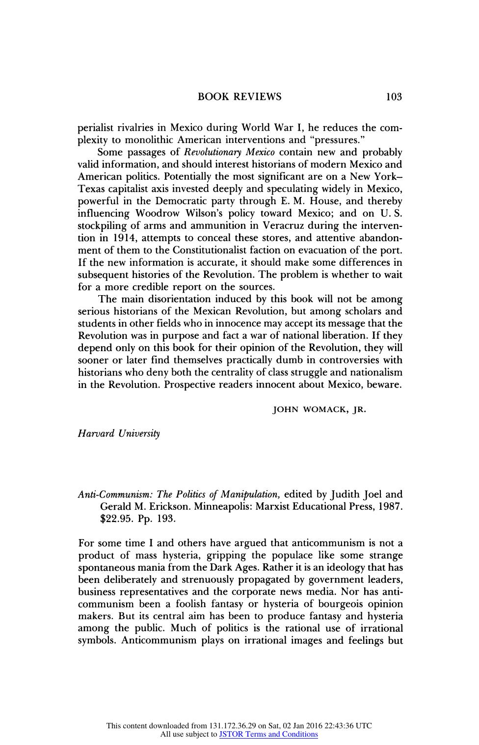 Book Review  Anti-Communism  The Politics of Manipulation by Unknown