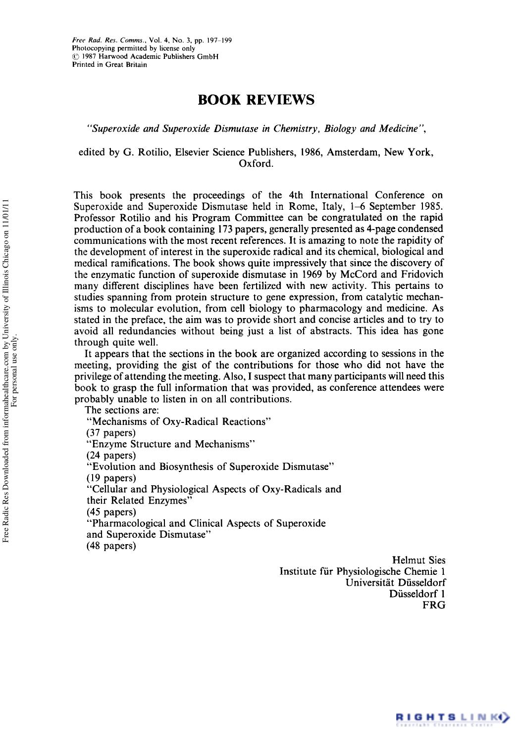 Book Reviews by Helmut Sies1 2 B Halliwell1 3 & W. H. Bannister1