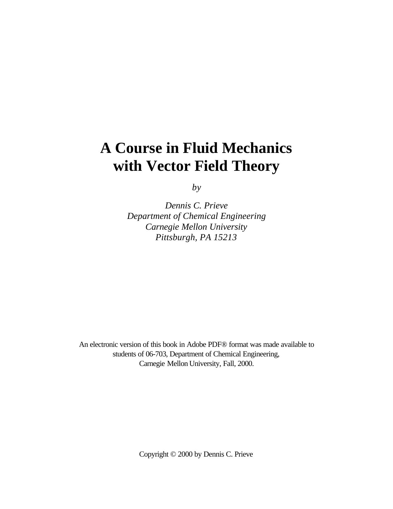Book by A Course in Fluid Mechanics & Vector Field Theory