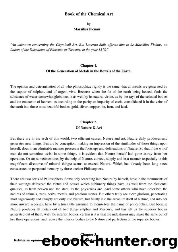 Book of the Chemical Art by Marsilius Ficinus
