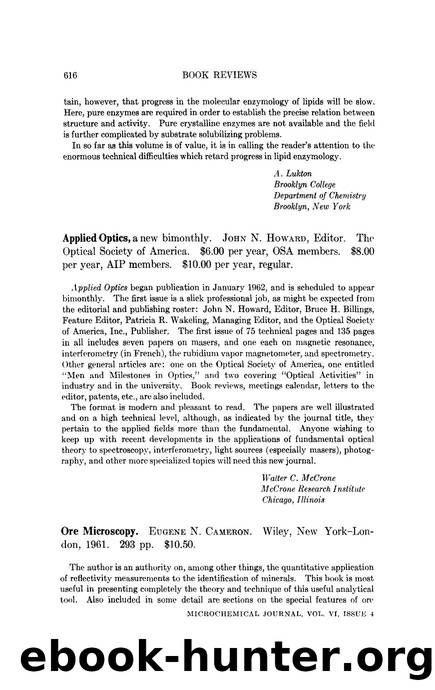 Book review by Walter C. McCrone