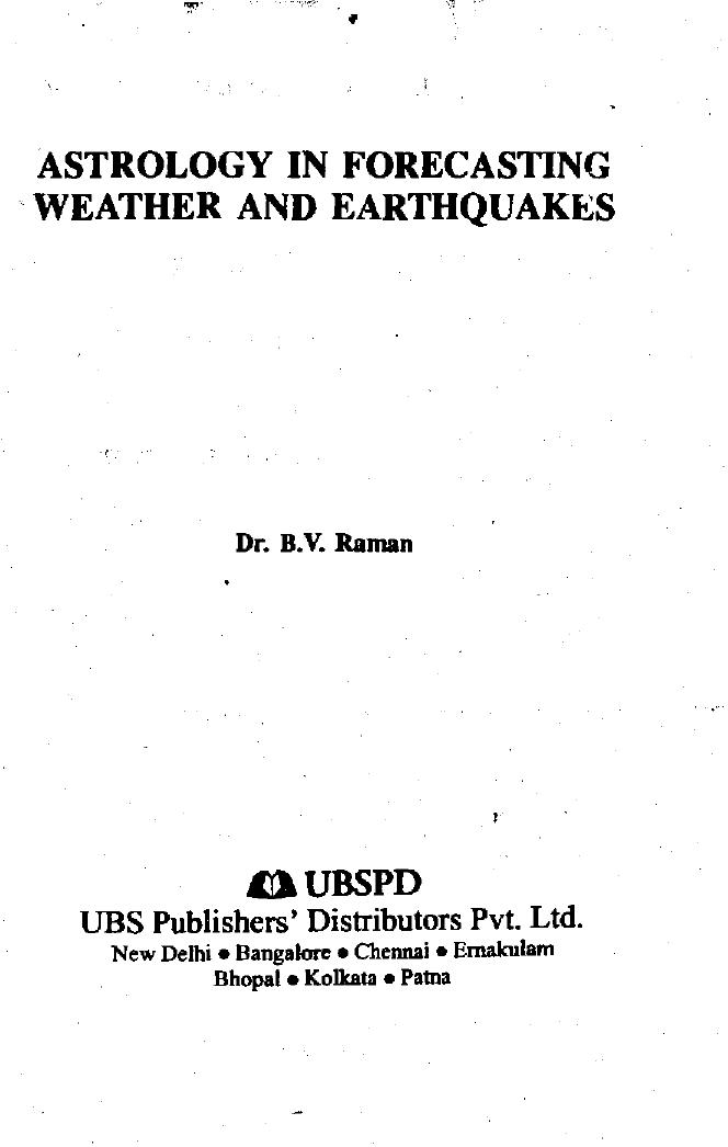 Book. Forecasting weather & earthquakes Raman by Unknown