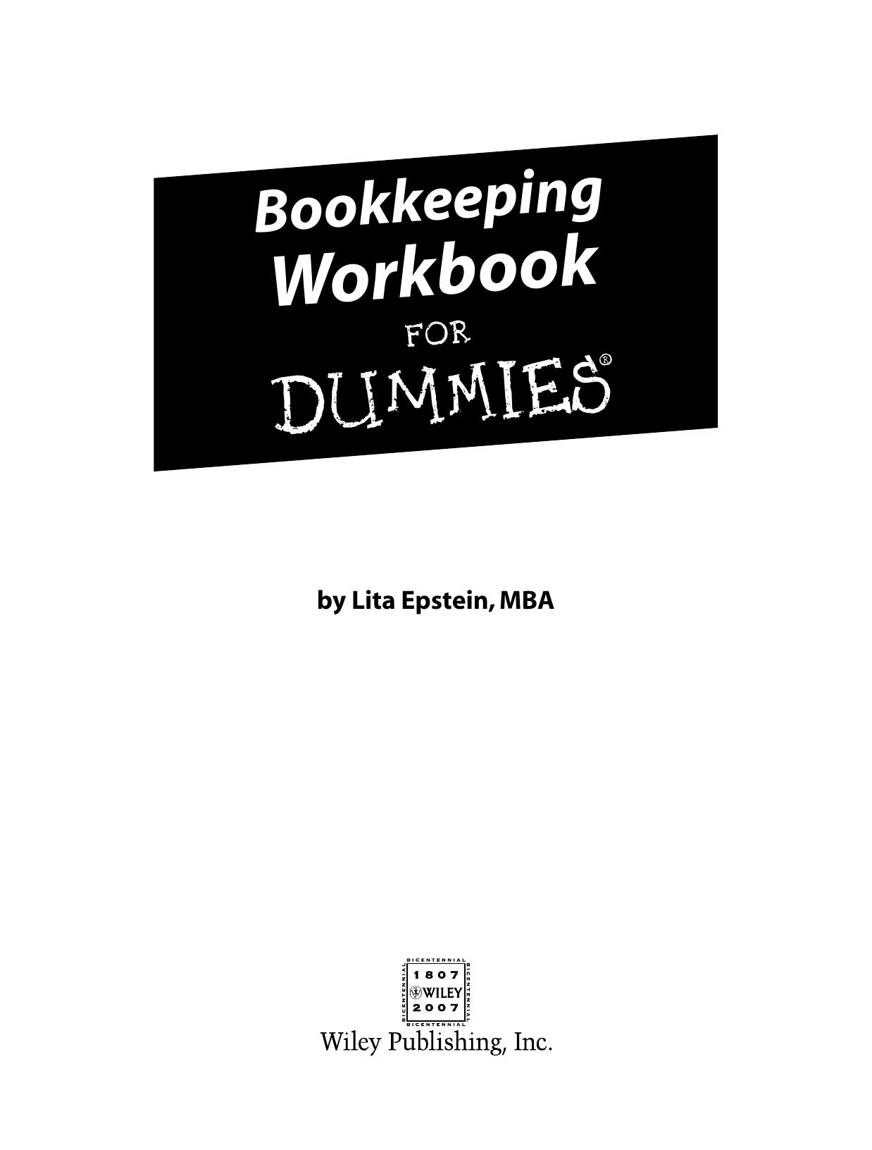 Bookkeeping workbook for dummies by Lita Epstein