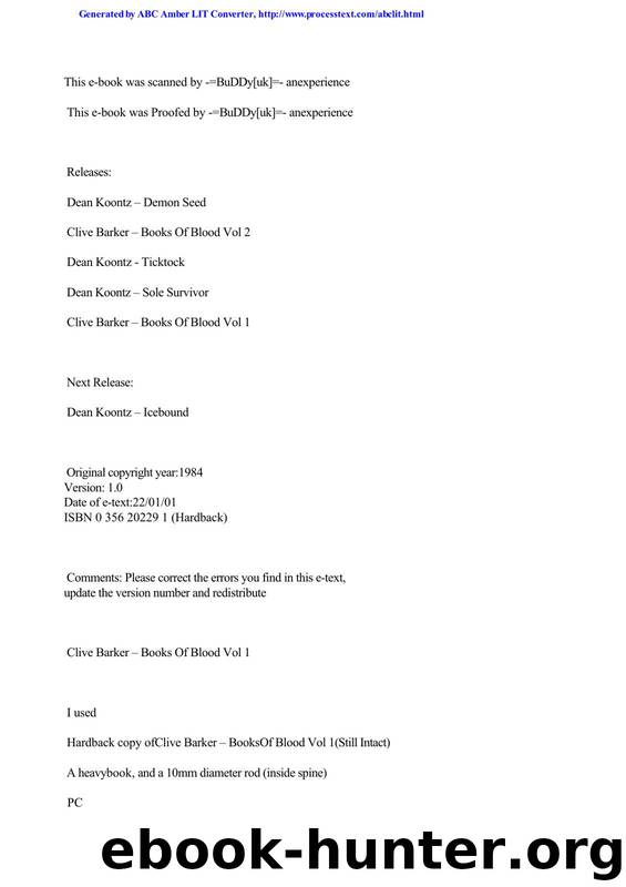 Books of Blood Volume 1 by Clive Barker