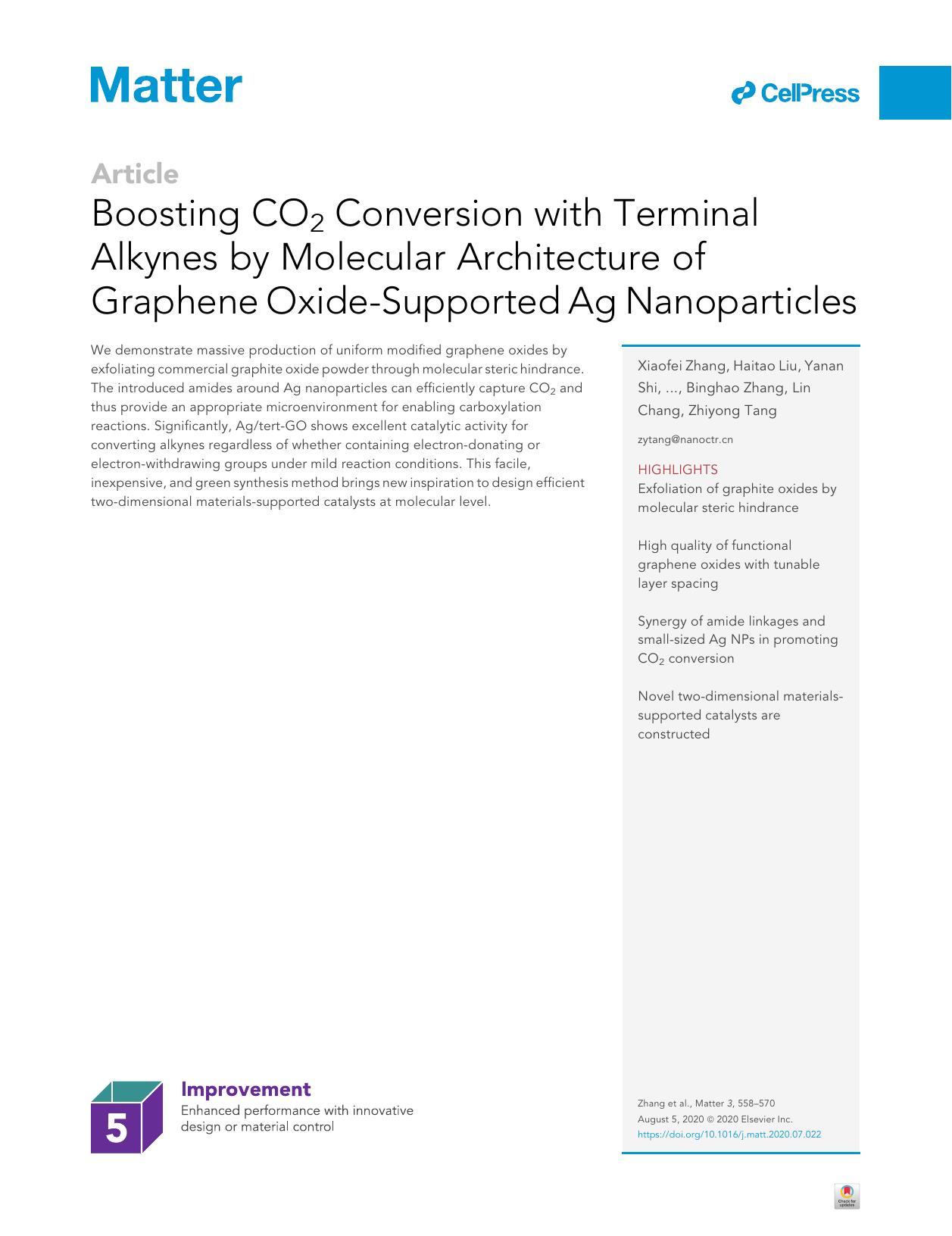 Boosting CO2 Conversion with Terminal Alkynes by Molecular Architecture of Graphene Oxide-Supported Ag Nanoparticles by unknow