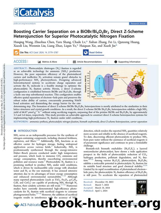 Boosting Carrier Separation on a BiOBrBi4O5Br2 Direct Z-Scheme Heterojunction for Superior Photocatalytic Nitrogen Fixation by unknow