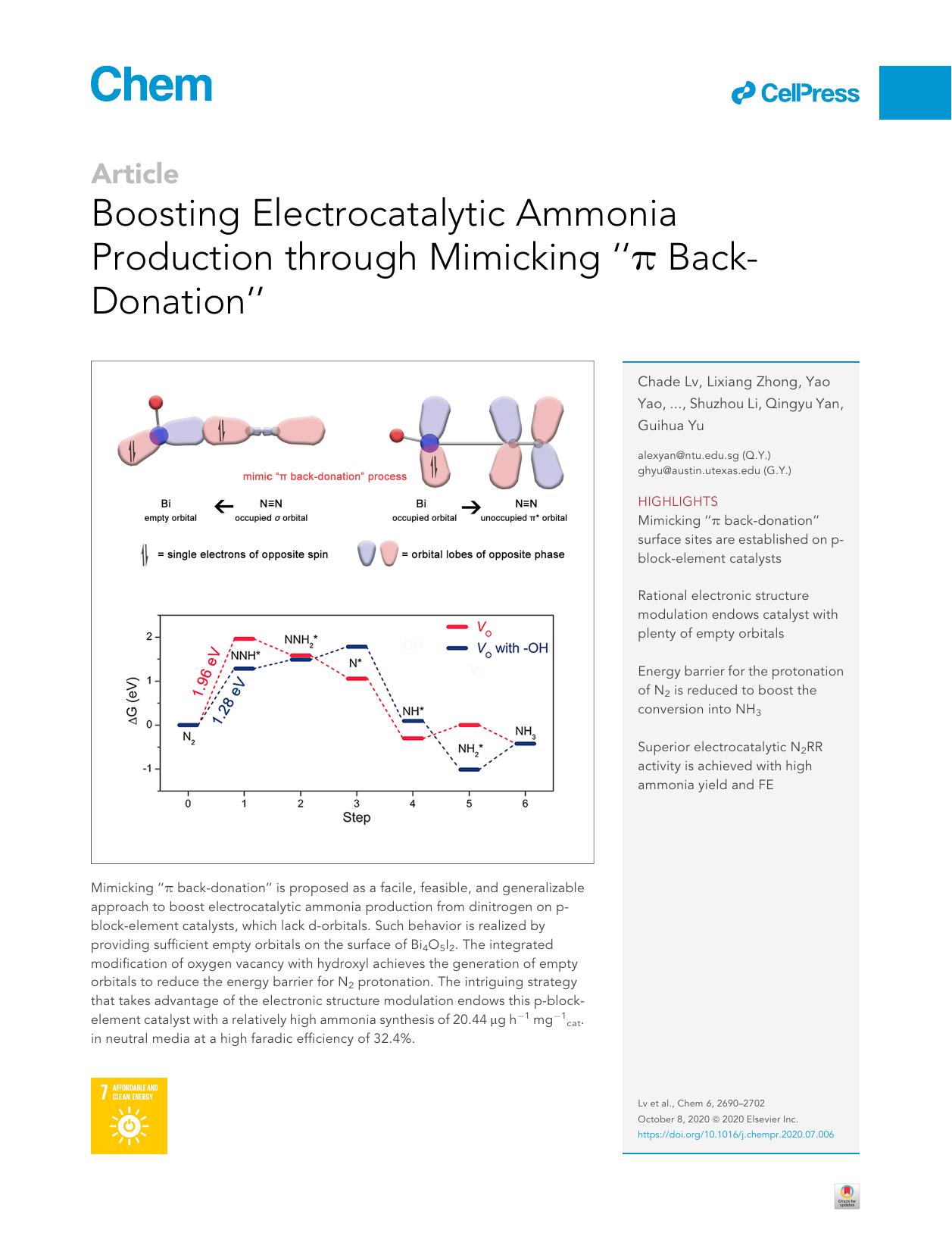 Boosting Electrocatalytic Ammonia Production through Mimicking &#x201c;&pi; Back-Donation&#x201d; by unknow