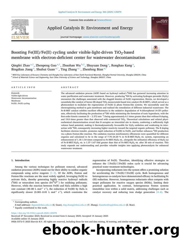 Boosting Fe(III)Fe(II) cycling under visible-light-driven TiO2-based membrane with electron-deficient center for wastewater decontamination by unknow