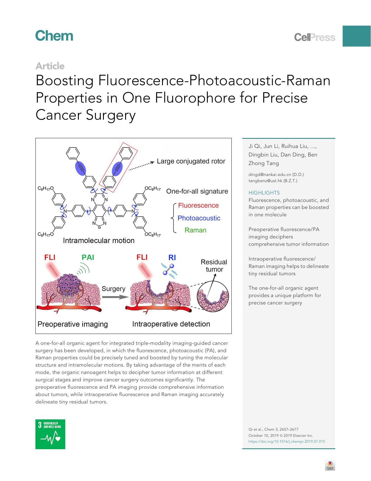 Boosting Fluorescence-Photoacoustic-Raman Properties in One Fluorophore for Precise Cancer Surgery by unknow