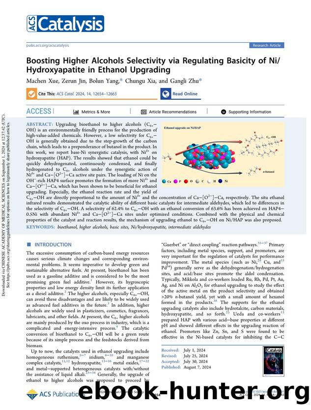 Boosting Higher Alcohols Selectivity via Regulating Basicity of NiHydroxyapatite in Ethanol Upgrading by Machen Xue Zerun Jin Bolun Yang Chungu Xia & Gangli Zhu