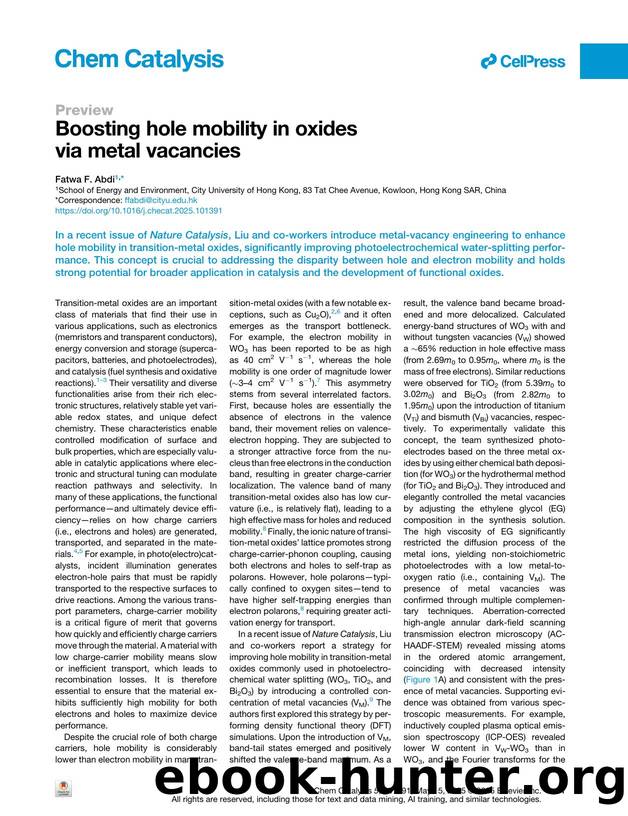 Boosting hole mobility in oxides via metal vacancies by Fatwa F. Abdi
