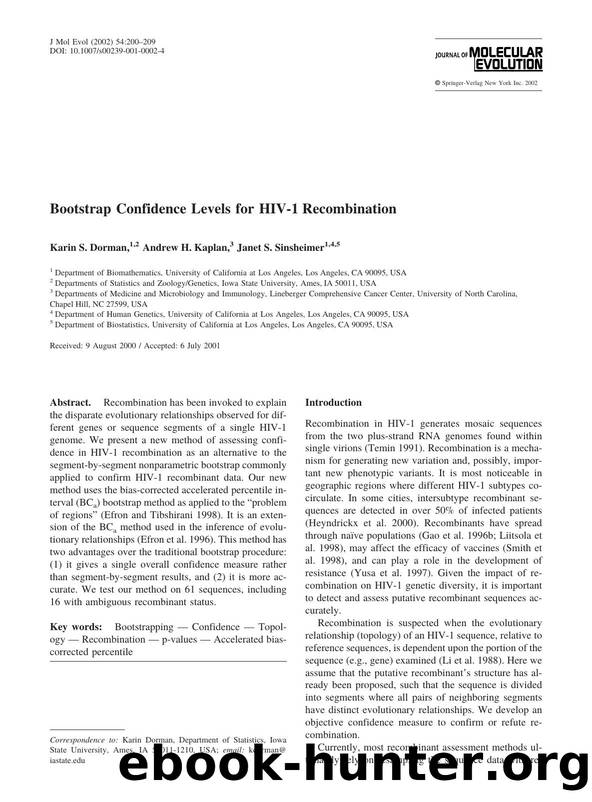 Bootstrap Confidence Levels for HIV-1 Recombination by Dorman K. et al