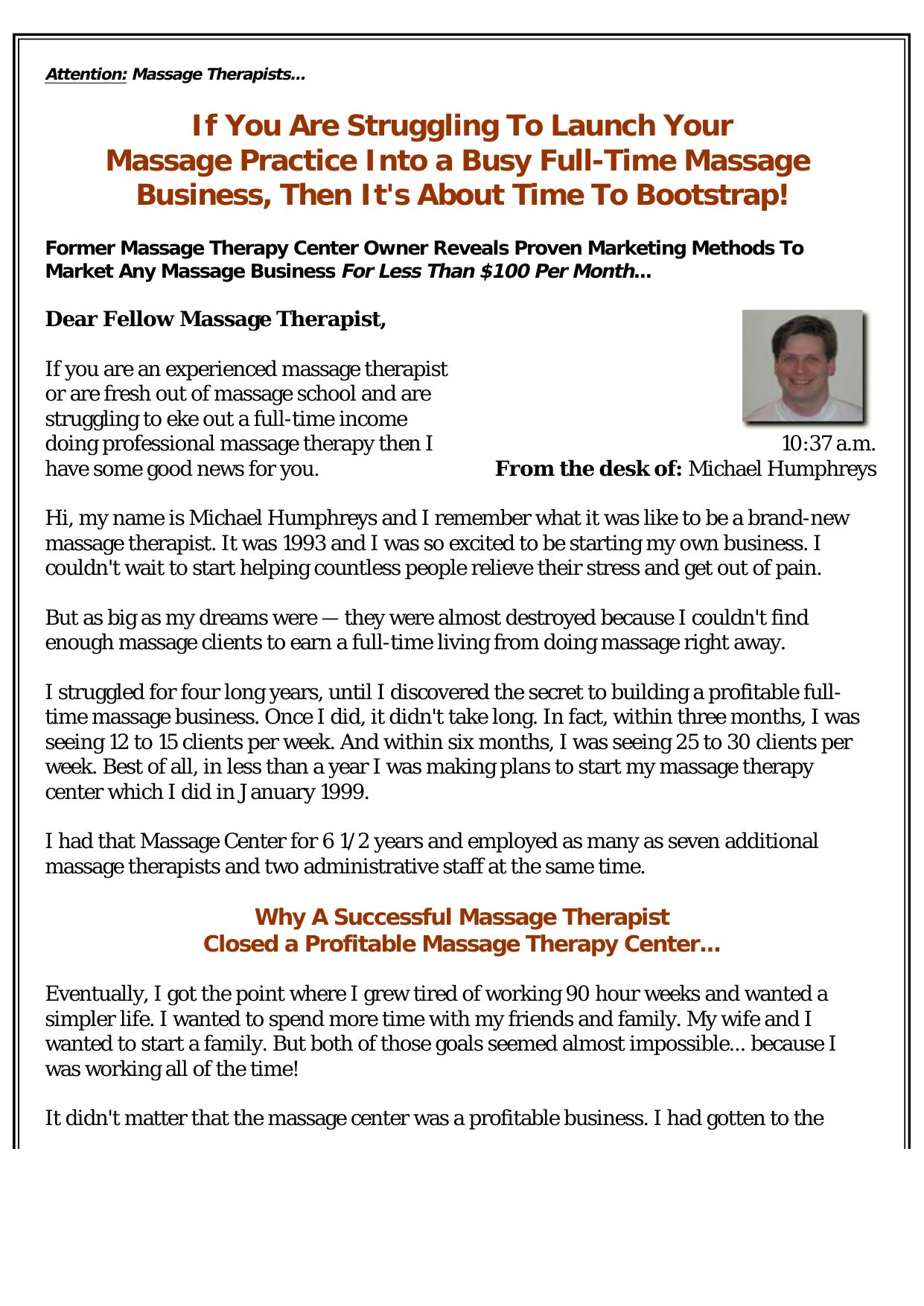 Bootstrap Your Massage Business - Marketing For Practically Pennies. by Best of Kuszter's Collection