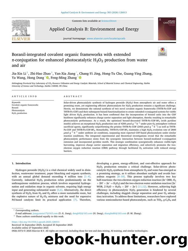 Boranil-integrated covalent organic frameworks with extended Ï-conjugation for enhanced photocatalytic H2O2 production from water and air by unknow