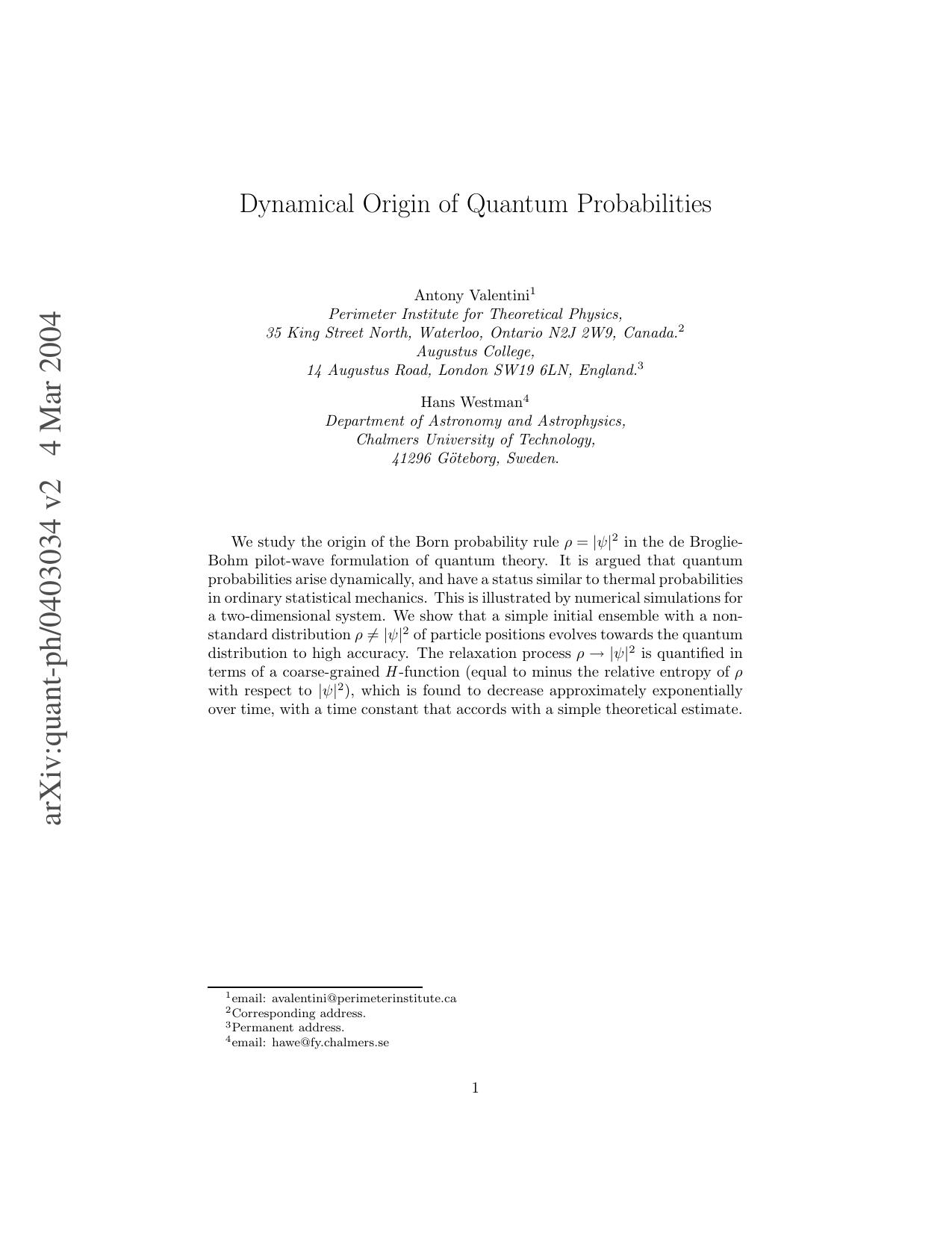 Born's rule and Bohmian mechanics by Unknown