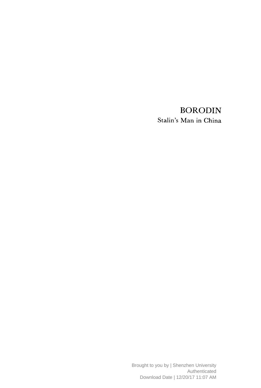 Borodin: Stalinâs Man in China by Dan Jacobs