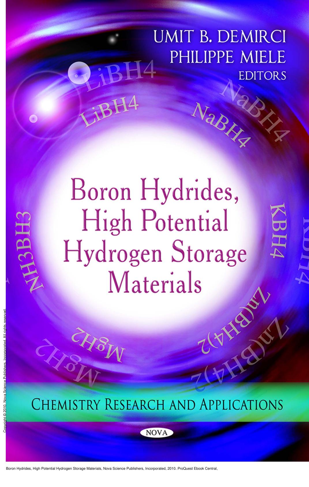 Boron Hydrides, High Potential Hydrogen Storage Materials by Umit B. Demirci; Philippe Miele