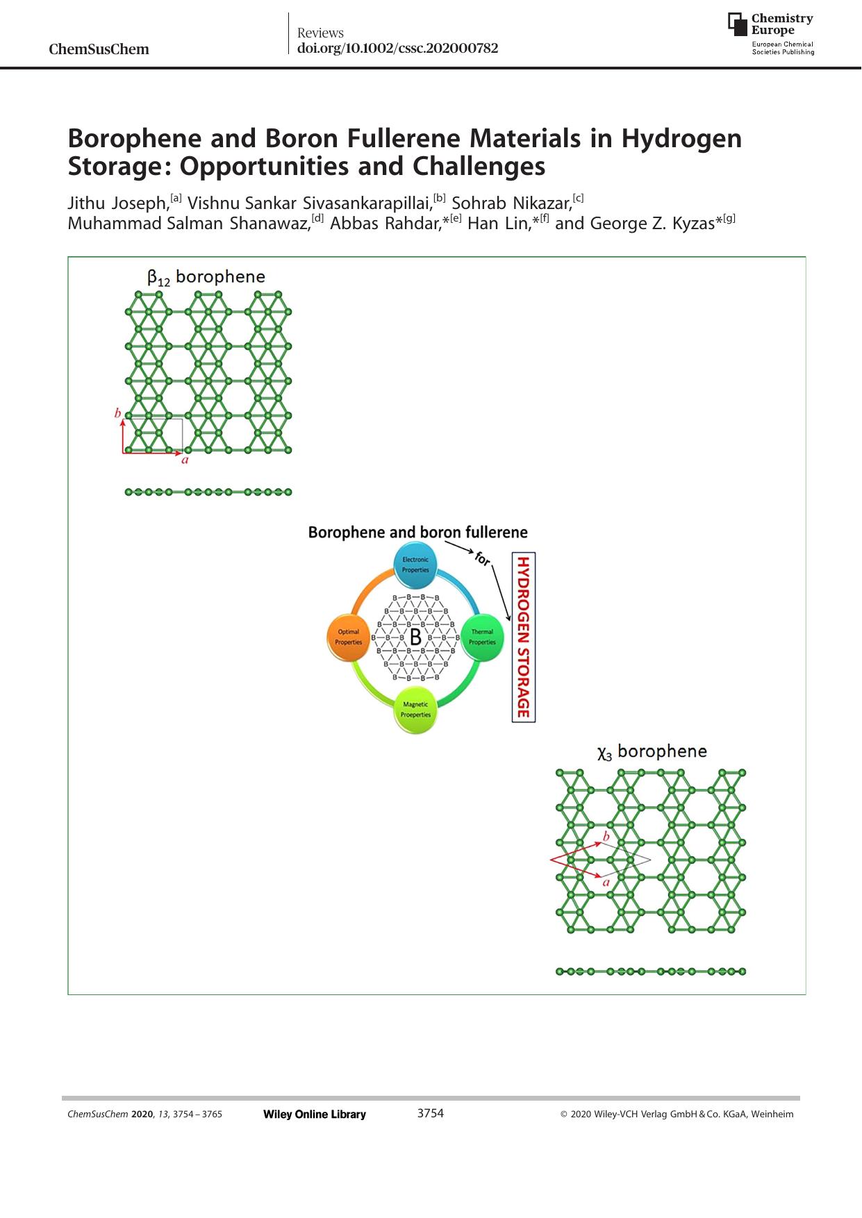 Borophene and Boron Fullerene Materials in Hydrogen Storage: Opportunities and Challenges by Unknown