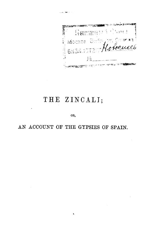 Borrow, BY George Borrow - The zincali by 1846