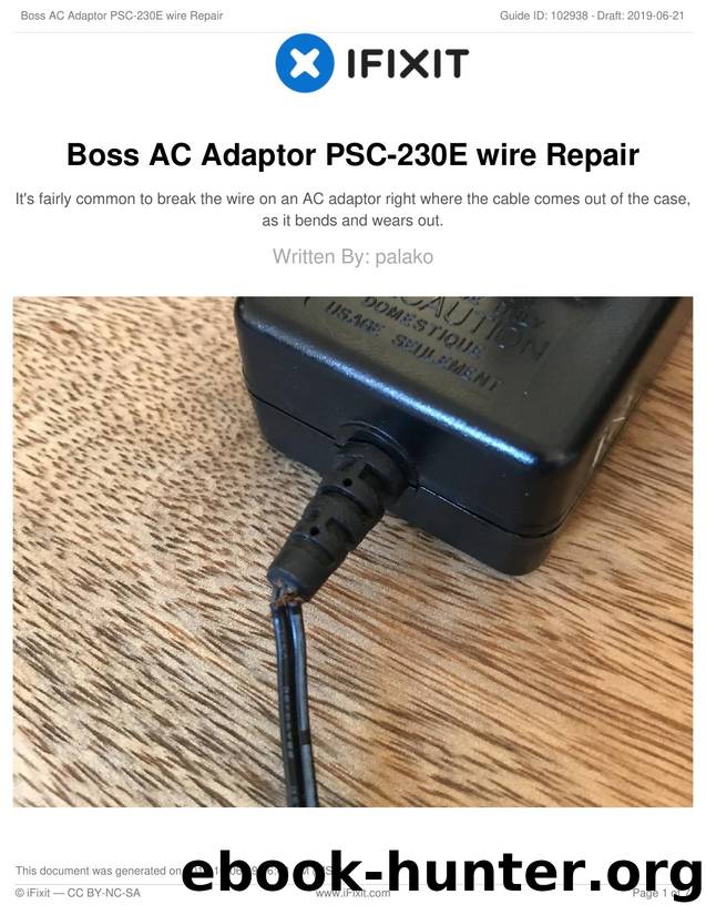 Boss AC Adaptor PSC-230E wire Repair by Unknown