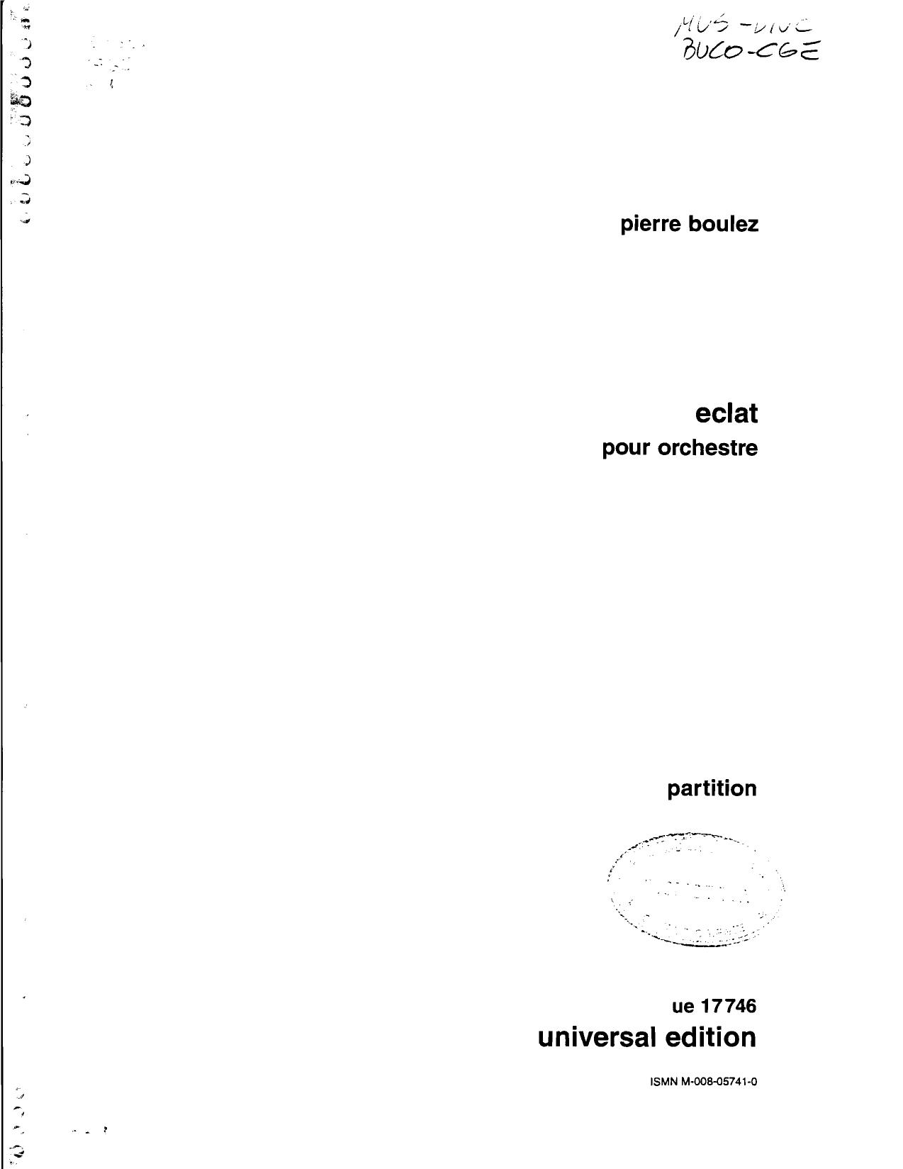 Boulez by Eclat (Study Score)