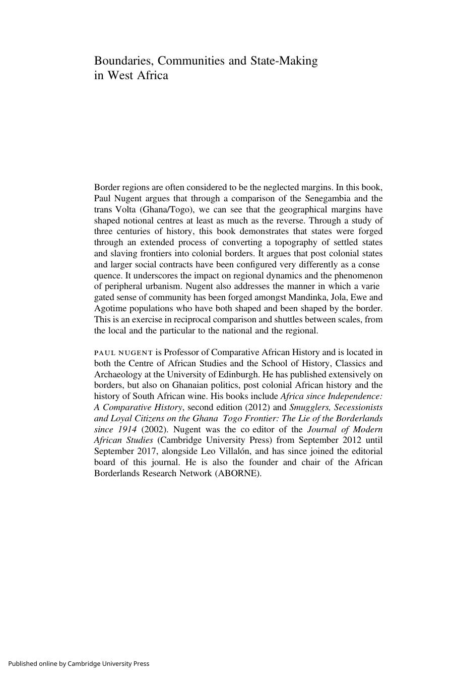 Boundaries, Communities and State-Making in West Africa: The Centrality of the Margins by Paul Nugent