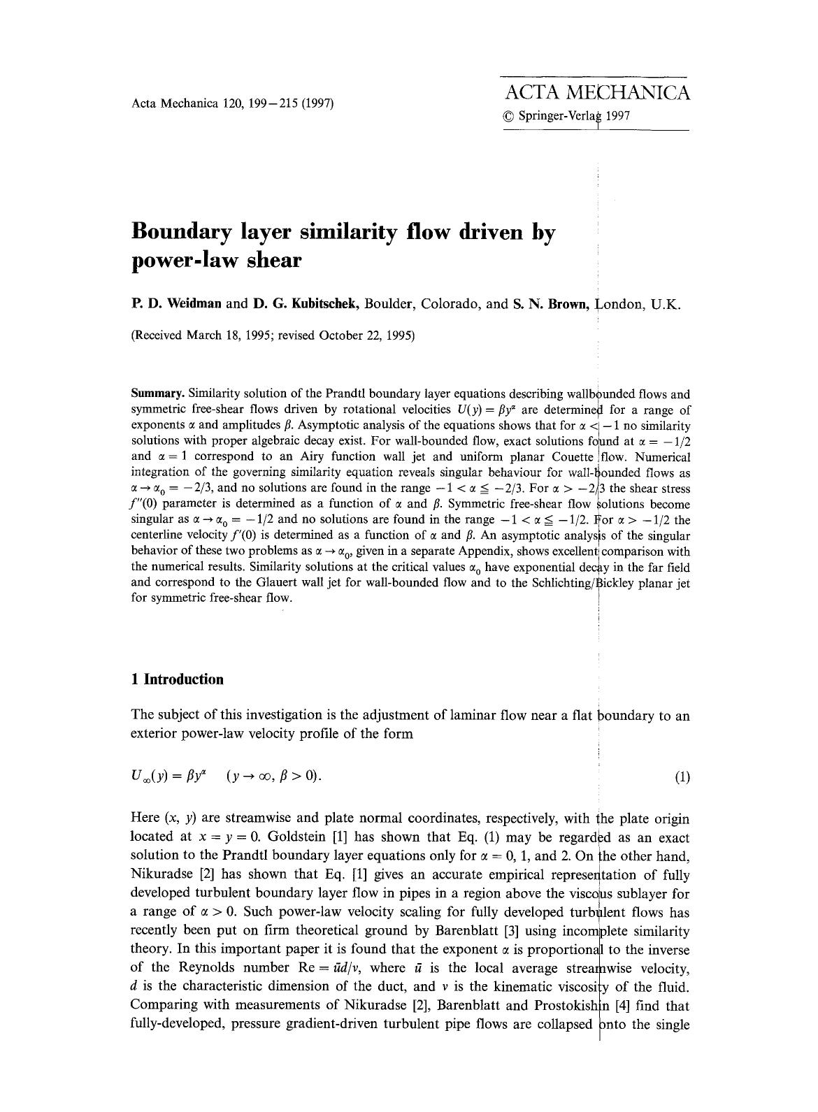 Boundary layer similarity flow driven by power-law shear by Unknown