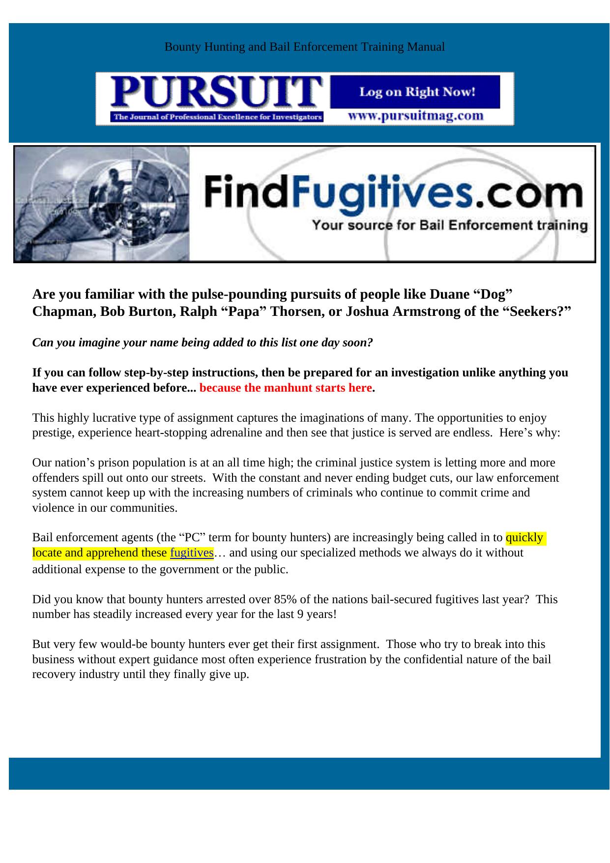 Bounty Hunter Training Manual. by Best of Kuszter's Collection