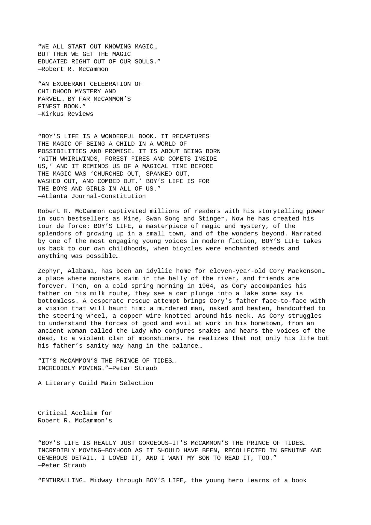 Boy's Life by Robert R. McCammon