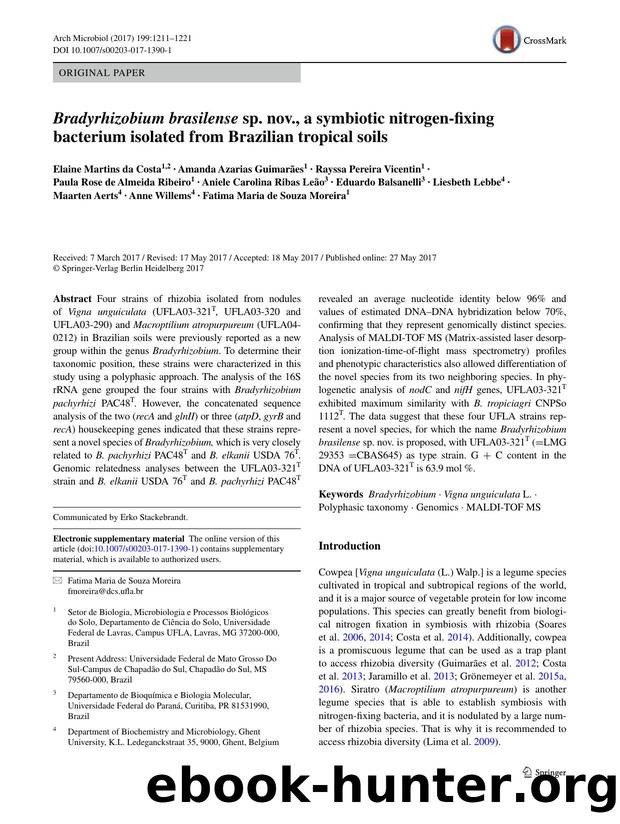 Bradyrhizobium brasilense sp. nov., a symbiotic nitrogen-fixing bacterium isolated from Brazilian tropical soils by unknow