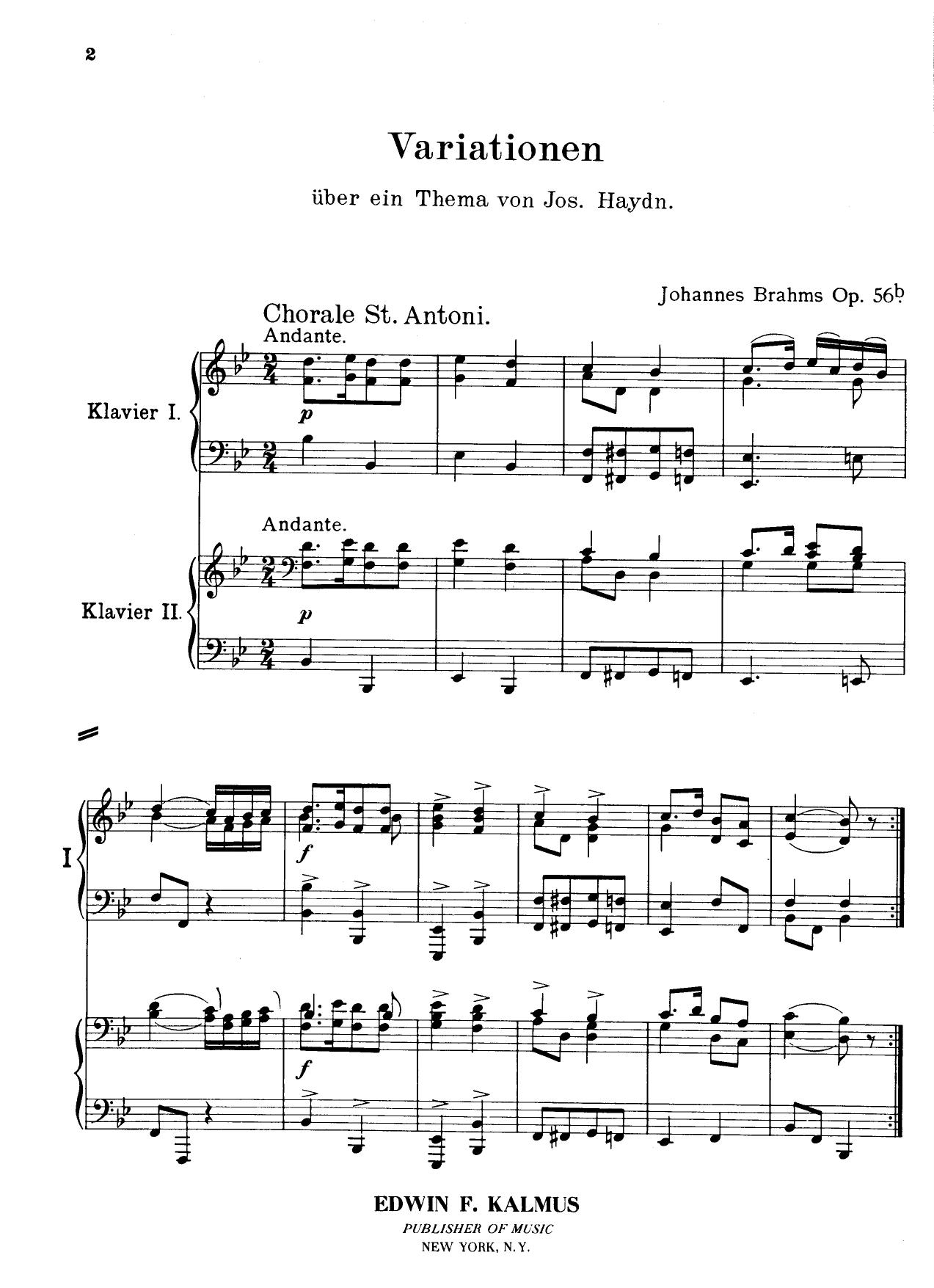 Brahms by Variations on a theme by Haydn