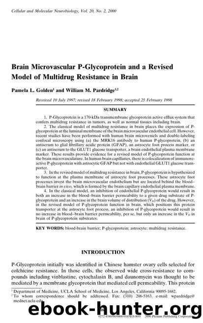 Brain Microvascular P-Glycoprotein and a Revised Model of Multidrug Resistance in Brain by Unknown