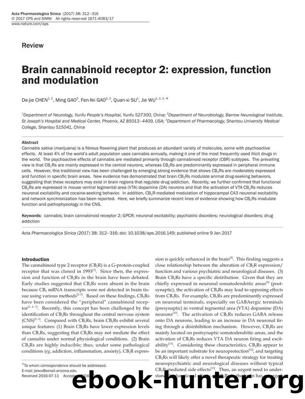 Brain cannabinoid receptor 2: expression, function and modulation by De-jie Chen & Ming Gao & Fen-fei Gao & Quan-xi Su & Jie Wu