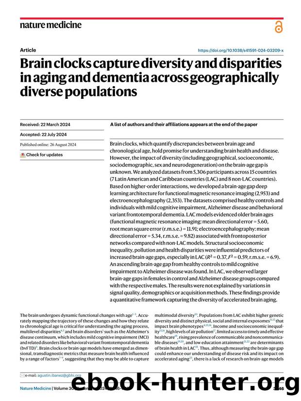 Brain clocks capture diversity and disparities in aging and dementia across geographically diverse populations by unknow