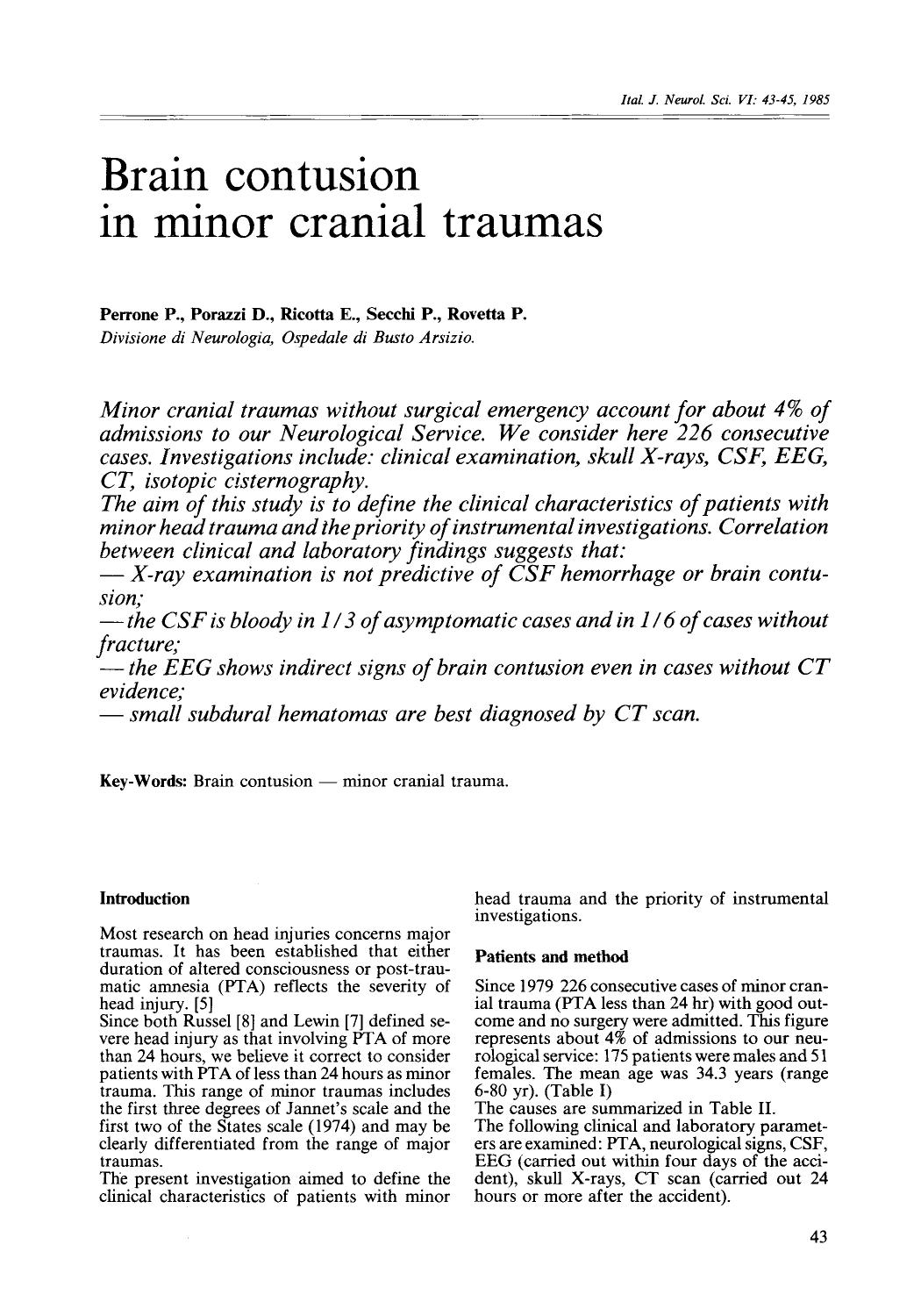 Brain contusion in minor cranial traumas by Unknown