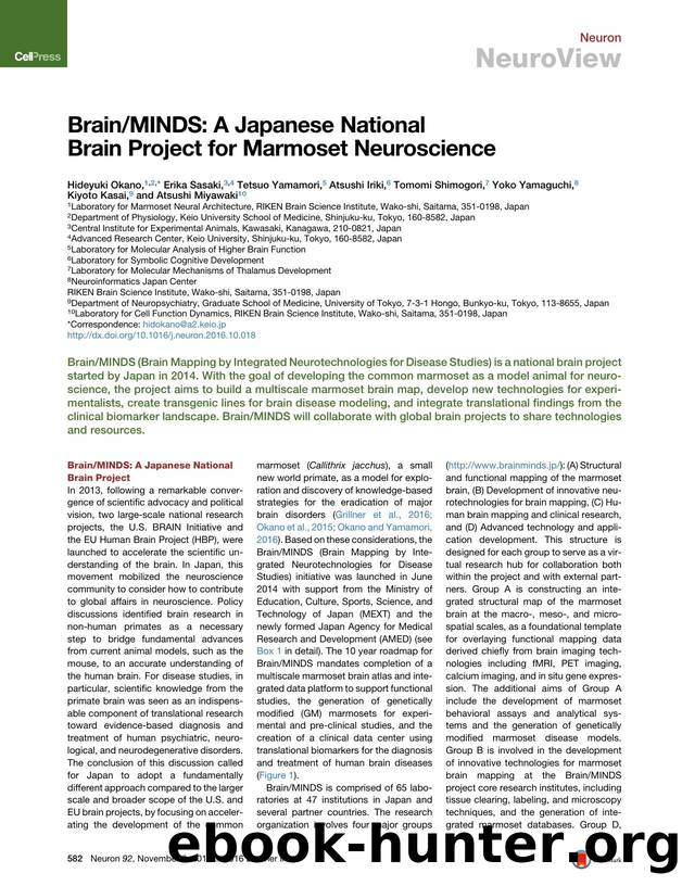 BrainMINDS: A Japanese National Brain Project for Marmoset Neuroscience by unknow