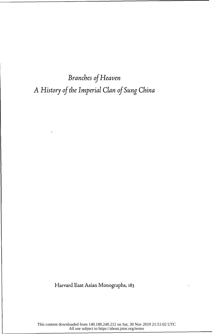 Branches of Heaven: A History of the Imperial Clan of Sung China by John W. Chaffee