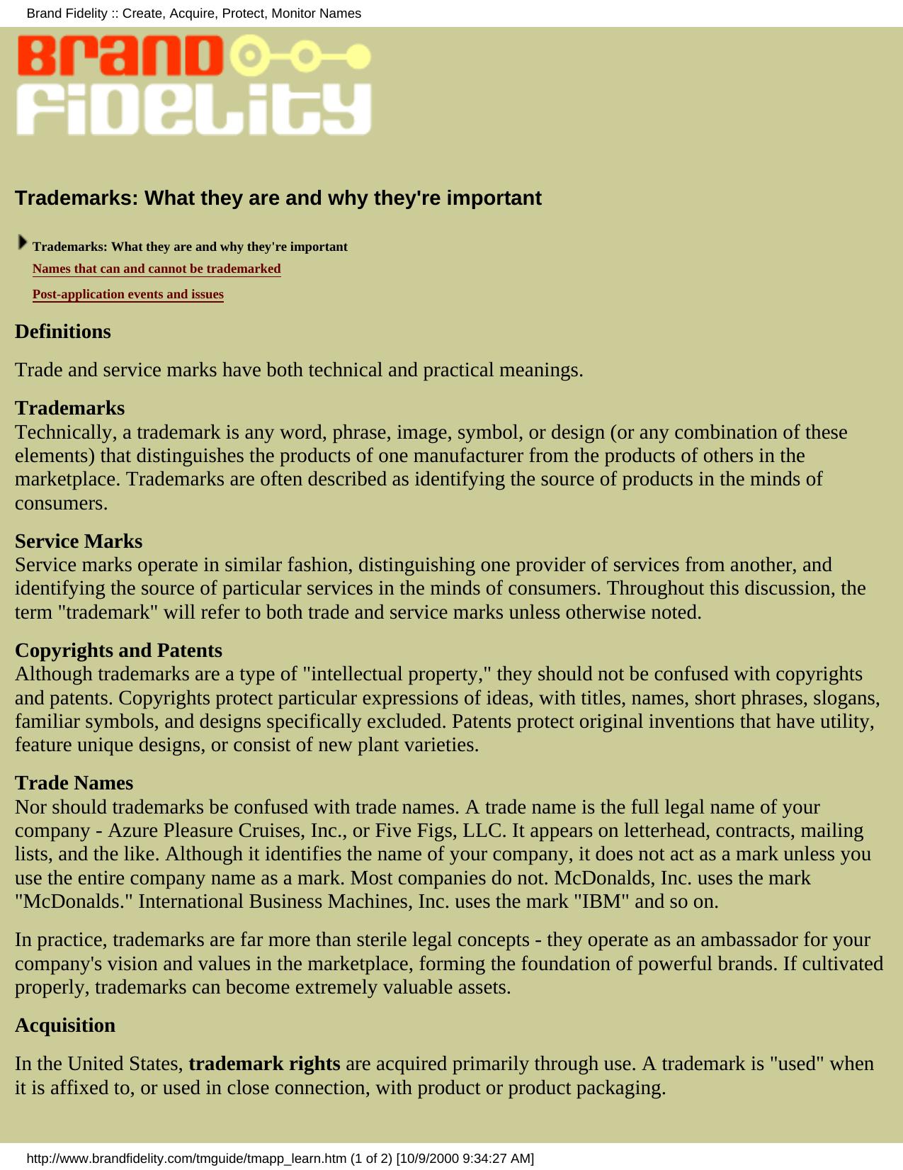 Brand Fidelity :: Create, Acquire, Protect, Monitor Names by Unknown