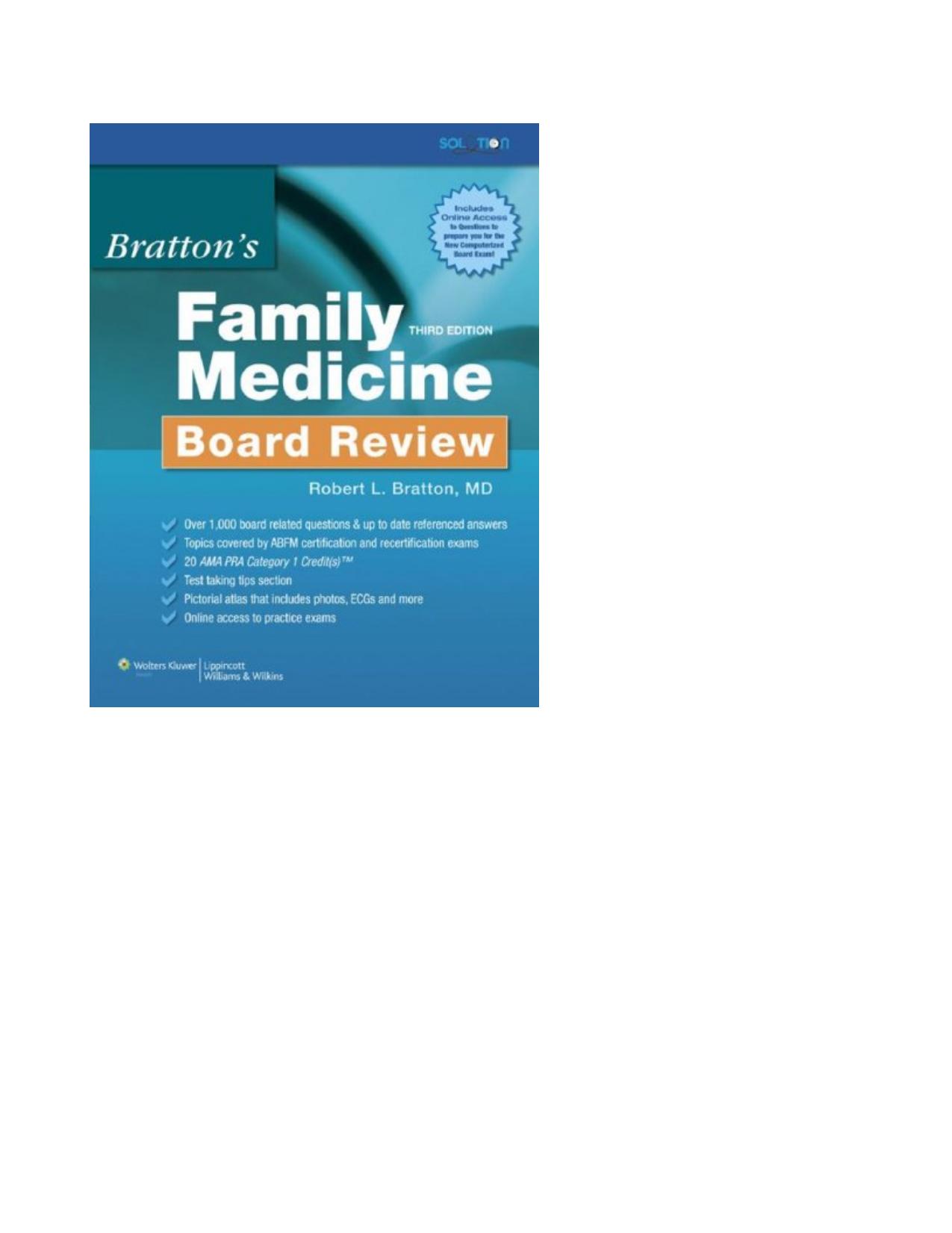 Braton's Family Medicine by Board Review R. Bratton
