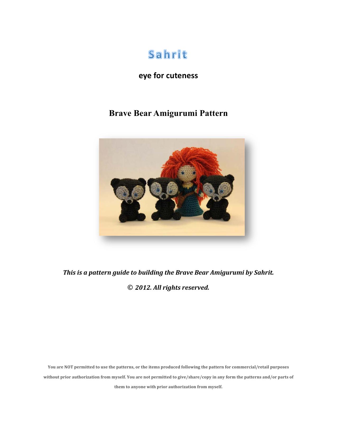 Brave Bear Amigurumi Pattern by Sahrit by Sahrit Freud Weinstein