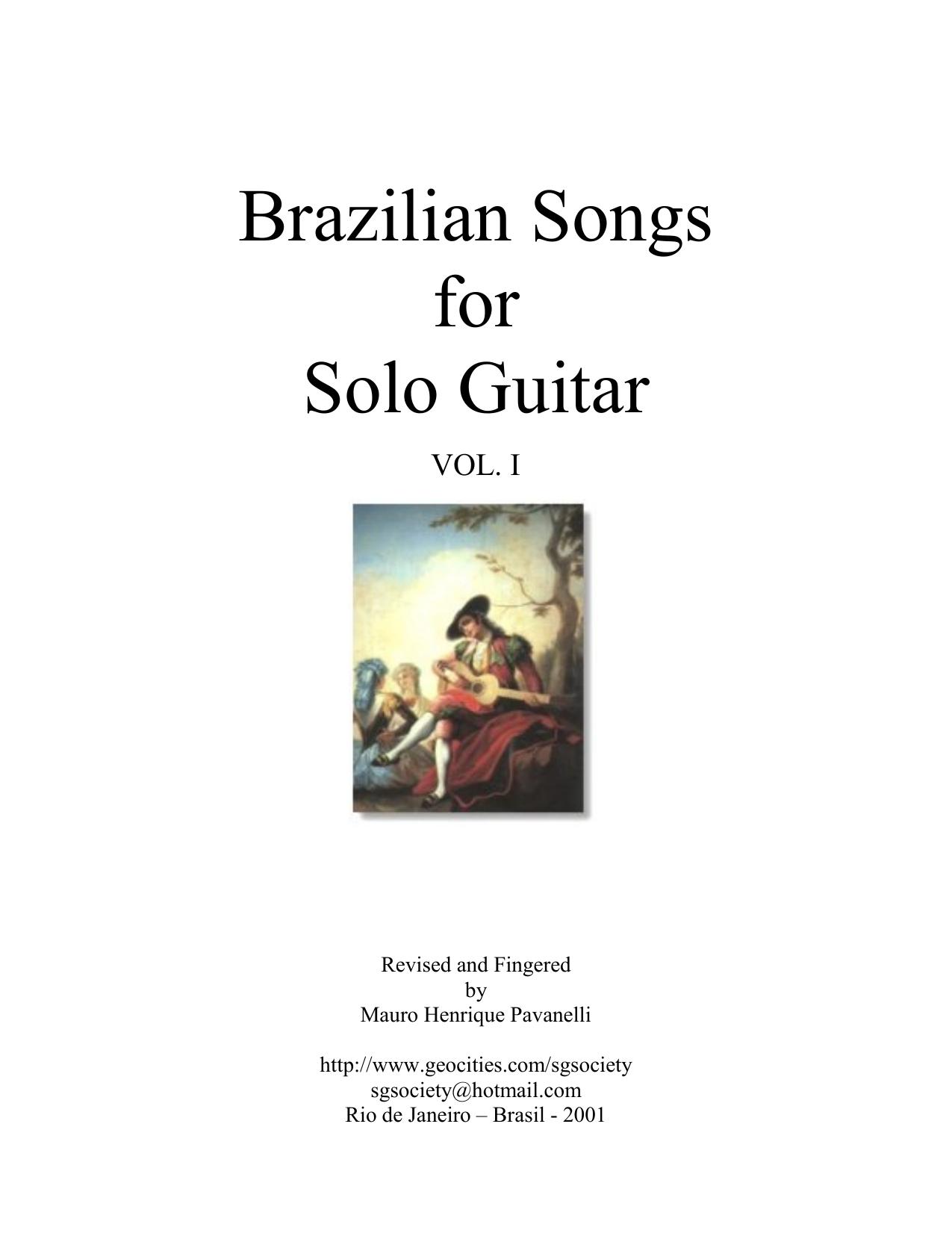 Brazilian Songs for Solo Guitar. Vol.1 by Pavanelli Mauro Henrique (сост.)