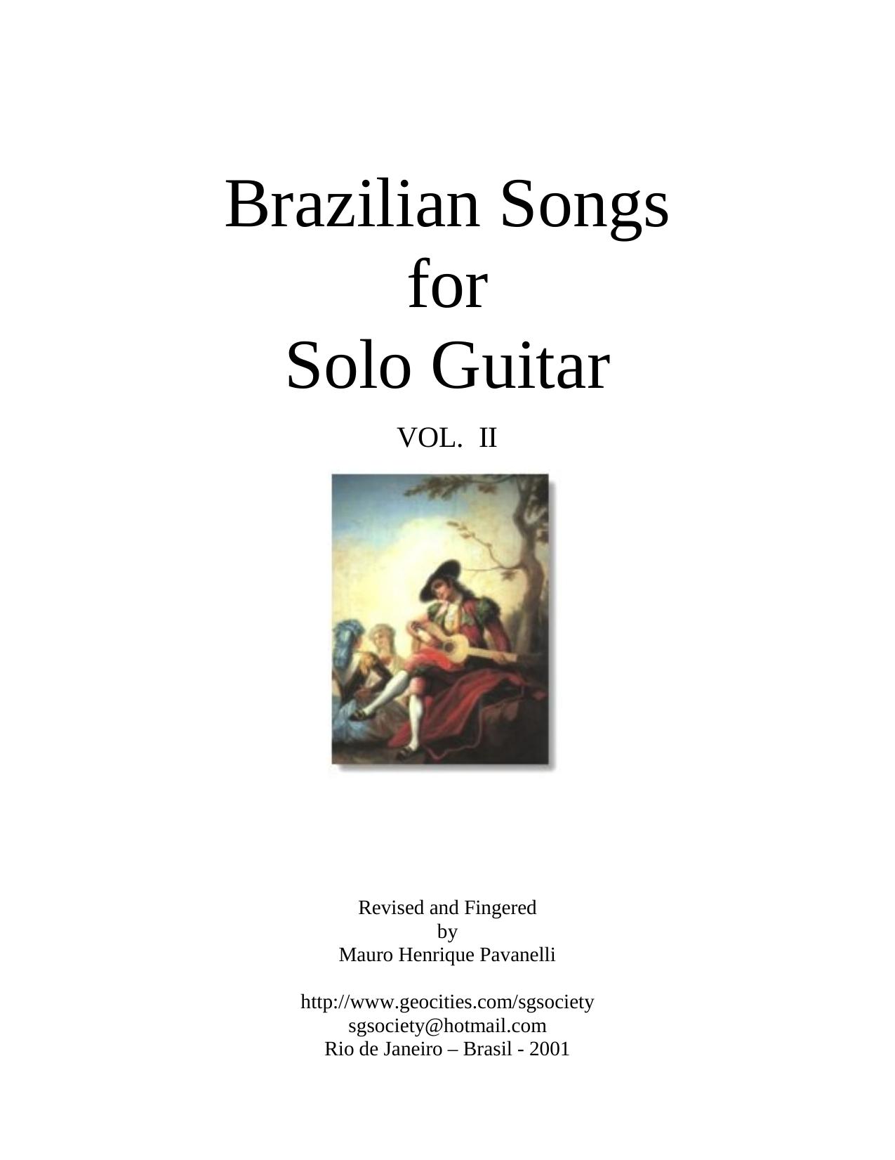 Brazilian Songs for Solo Guitar. Vol.2 by Pavanelli Mauro Henrique (сост.)